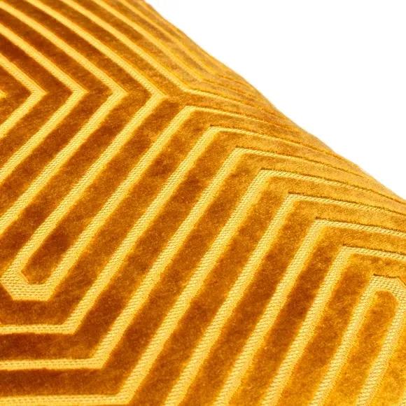 Geometric Cushion with Zip Closure - Gold, Velvet
