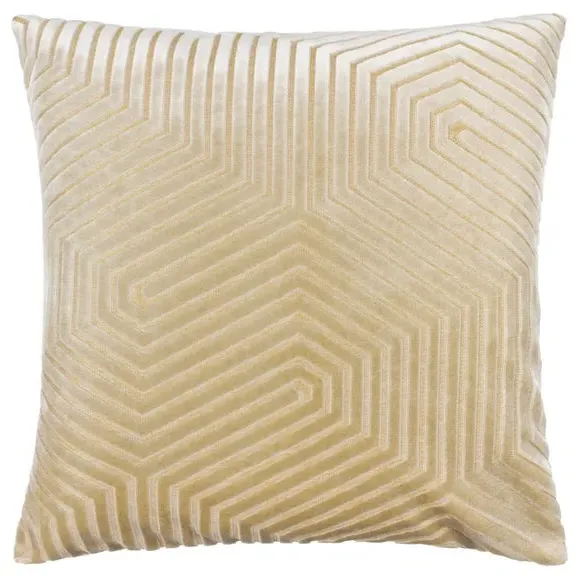 Geometric Cushion with Zip Closure - Ivory, Velvet