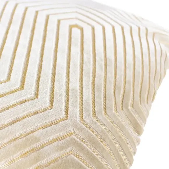 Geometric Cushion with Zip Closure - Ivory, Velvet