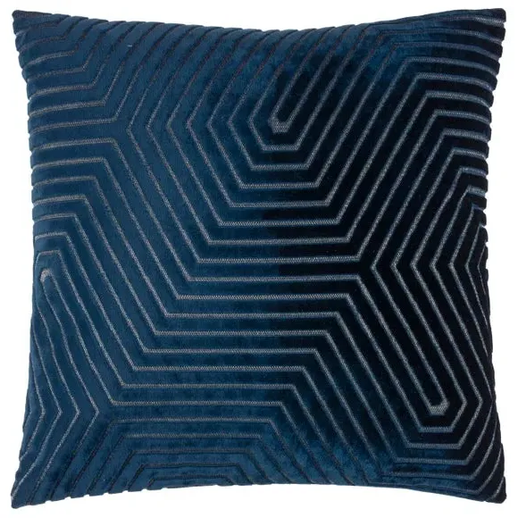 Geometric Cushion with Zip Closure - Navy, Velvet