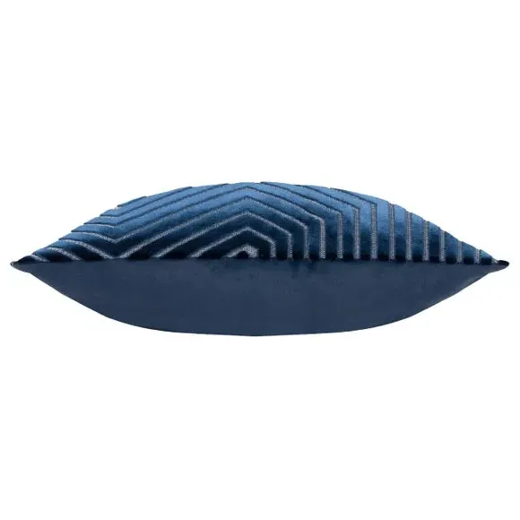 Geometric Cushion with Zip Closure - Navy, Velvet