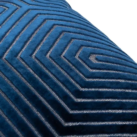 Geometric Cushion with Zip Closure - Navy, Velvet