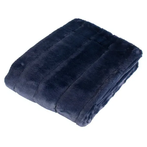 Heavyweight Throw Blanket - Navy, Faux Fur