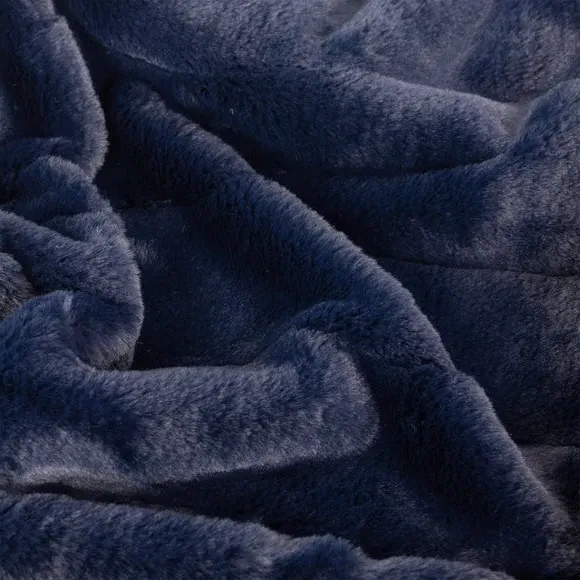 Heavyweight Throw Blanket - Navy, Faux Fur