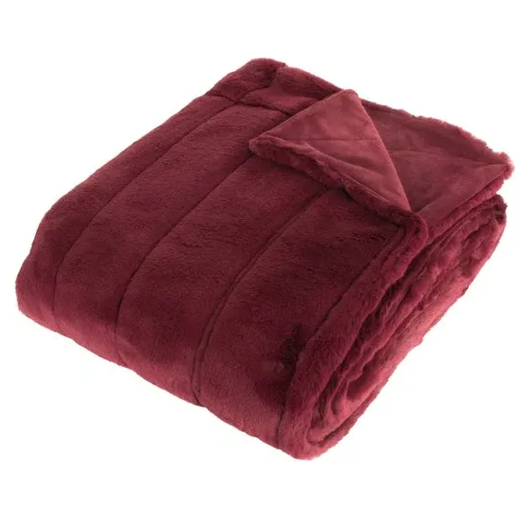 Heavyweight Throw Blanket - Ruby, Faux Fur