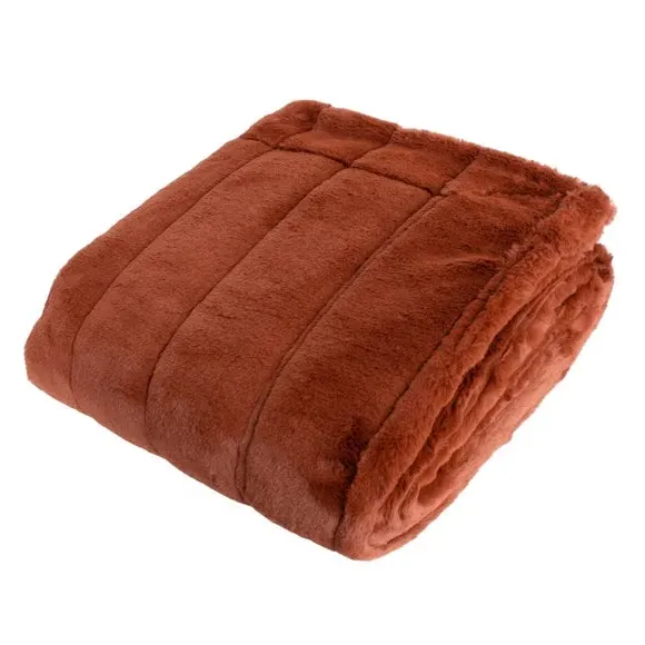Heavyweight Throw Blanket - Rust, Faux Fur