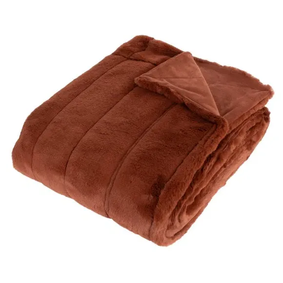 Heavyweight Throw Blanket - Rust, Faux Fur