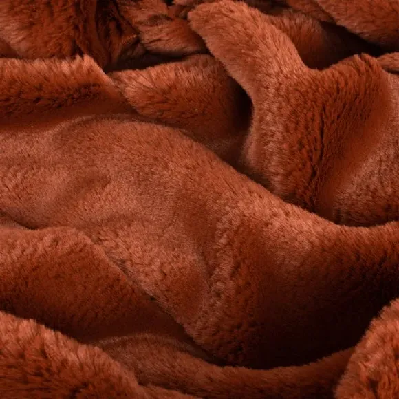 Heavyweight Throw Blanket - Rust, Faux Fur