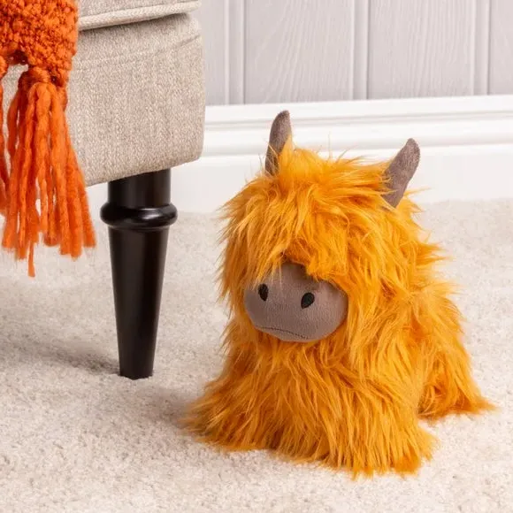 Highland Cow Doorstop - Orange, Faux Fur image