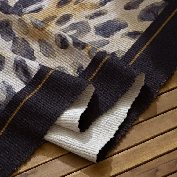 Indoor Outdoor Rug Leopard Print - Black, Polyester