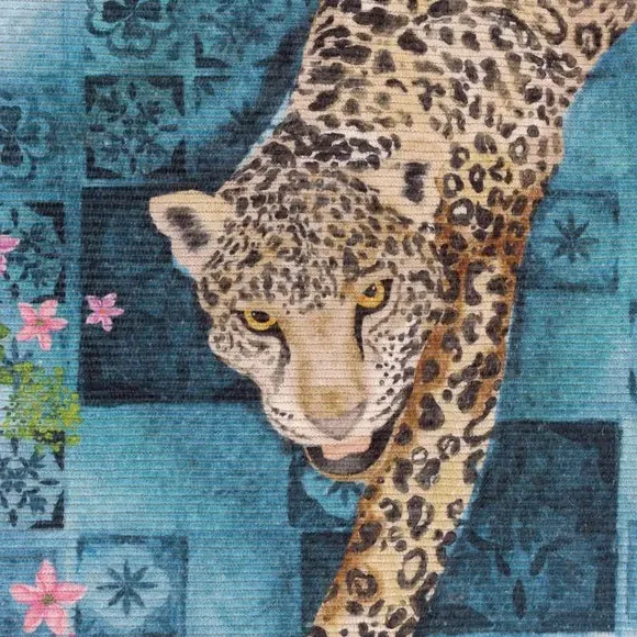 Leopard Print Indoor Outdoor Rug - Blue, Polyester