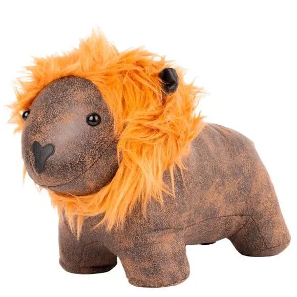 Lion Doorstop with Faux Fur Mane - Multicolor