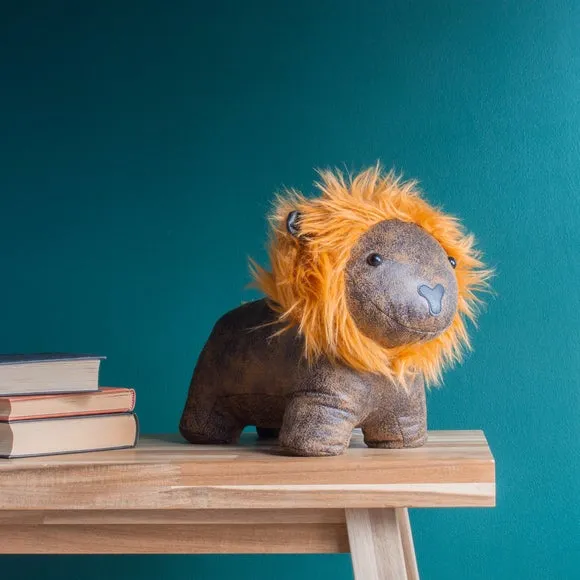 Lion Doorstop with Faux Fur Mane - Multicolor image