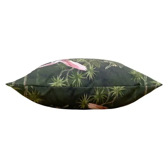 Outdoor Cushion with Bird Print - Green, Polyester