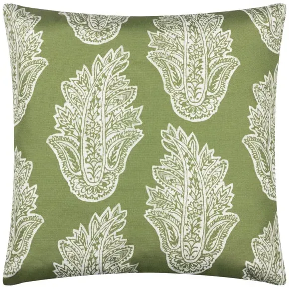 Outdoor Cushion with Paisley Design - Olive