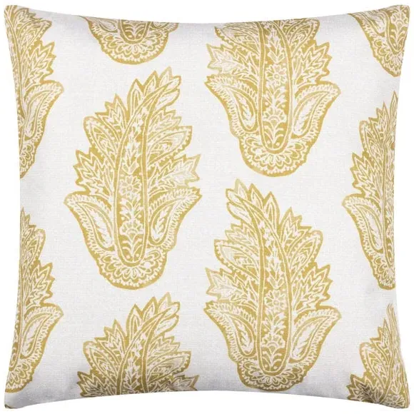 Outdoor Cushion with Paisley Design - Yellow
