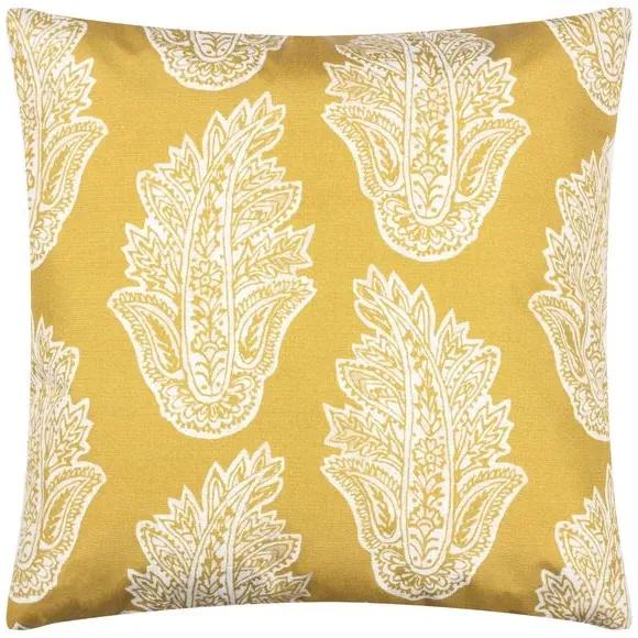 Outdoor Cushion with Paisley Design - Yellow