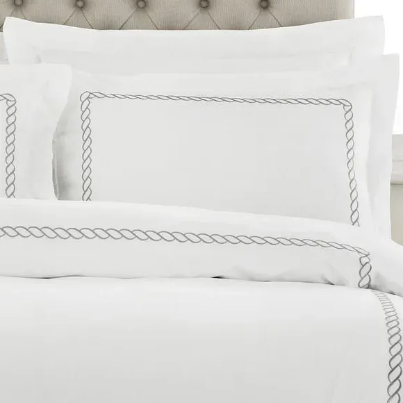 Oxford Pillowcase with Embroidered Border - Silver image