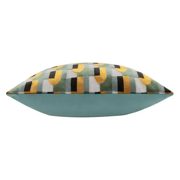 Rectangle Cushion Cut-Velvet - Blue, Polyester