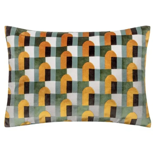 Rectangle Cushion Cut-Velvet - Blue, Polyester image
