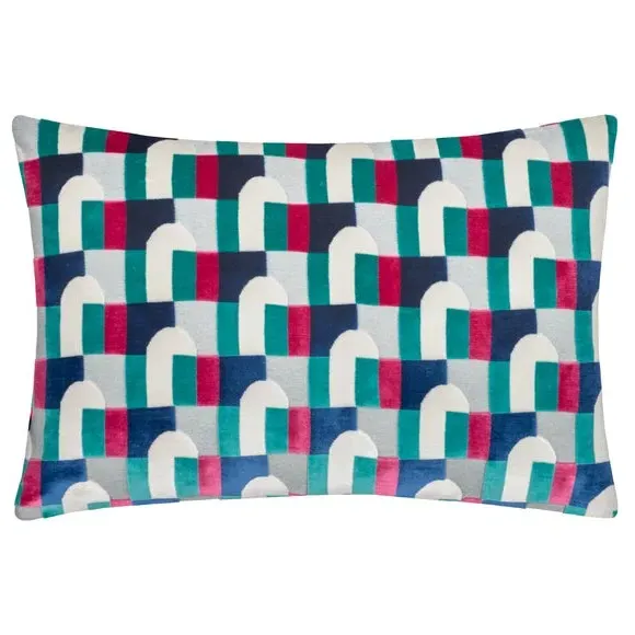 Rectangle Cushion Cut-Velvet - Magenta, Polyester