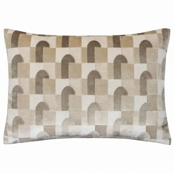 Rectangle Cushion Cut-Velvet - Natural, Polyester