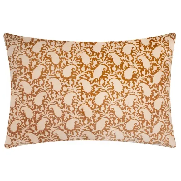 Rectangular Cushion with Block Print - Bronze, Velvet image