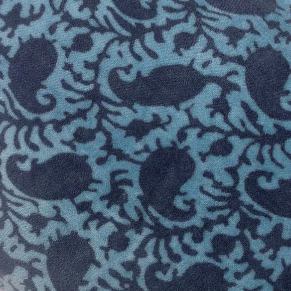 Rectangular Cushion with Block Print - Navy, Velvet