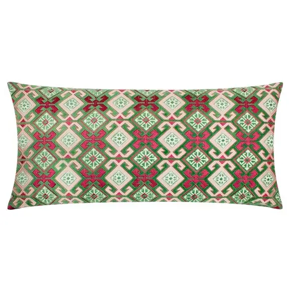 Rectangular Cushion with Embroidery - Cerise, Velvet