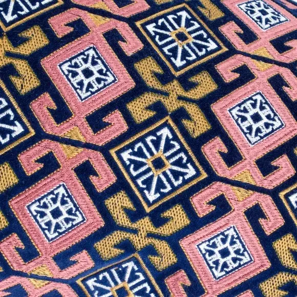 Rectangular Cushion with Embroidery - Rose, Velvet