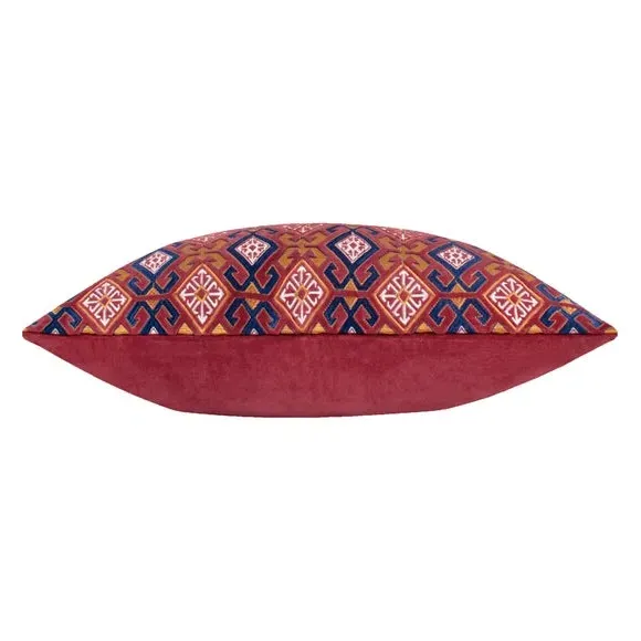Rectangular Cushion with Embroidery - Ruby, Velvet
