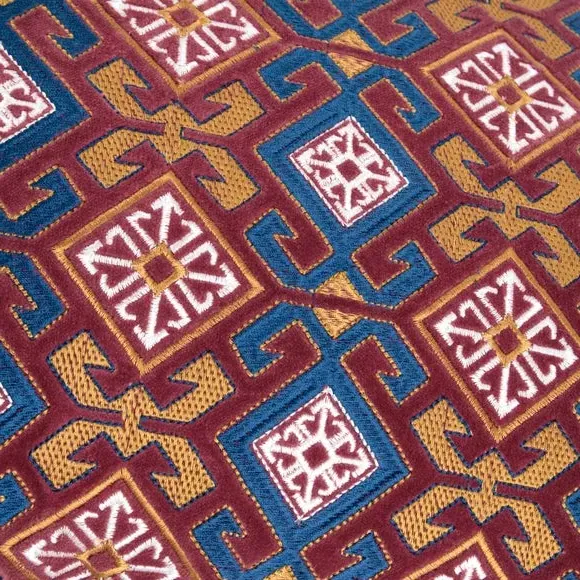 Rectangular Cushion with Embroidery - Ruby, Velvet