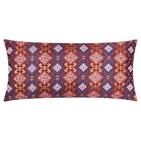 Rectangular Cushion with Embroidery - Ruby, Velvet