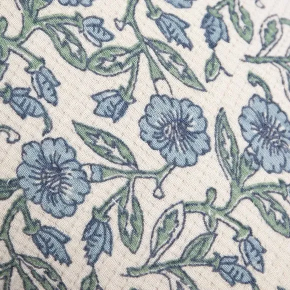 Rectangular Floral Cushion - Blue, Cotton