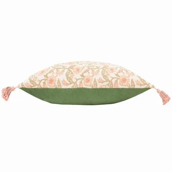 Rectangular Floral Cushion - Coral, Cotton