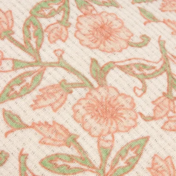 Rectangular Floral Cushion - Coral, Cotton