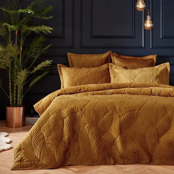 Reversible Duvet Cover Set - Gold, Velvet