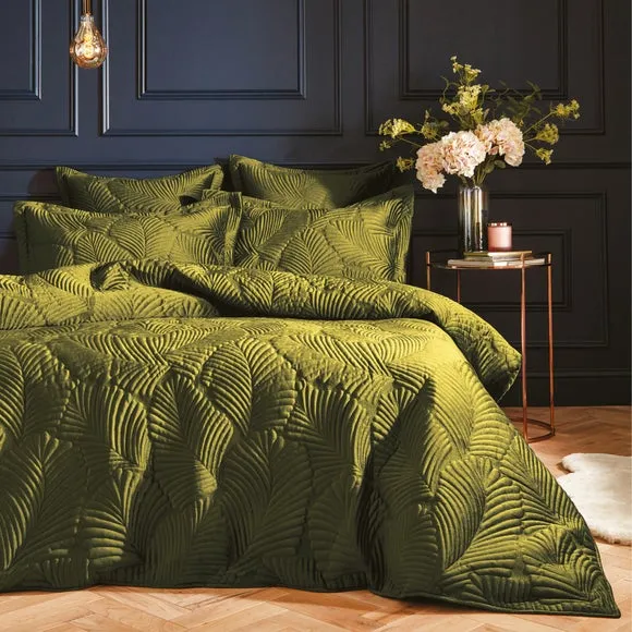 Reversible Duvet Cover Set - Green, Velvet