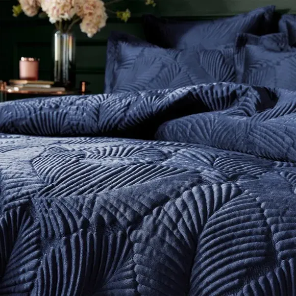Reversible Duvet Cover Set - Navy, Velvet
