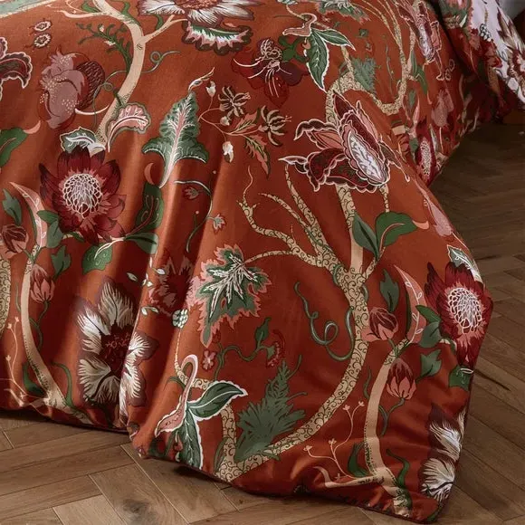 Reversible Duvet Cover Set - Rust, Cotton