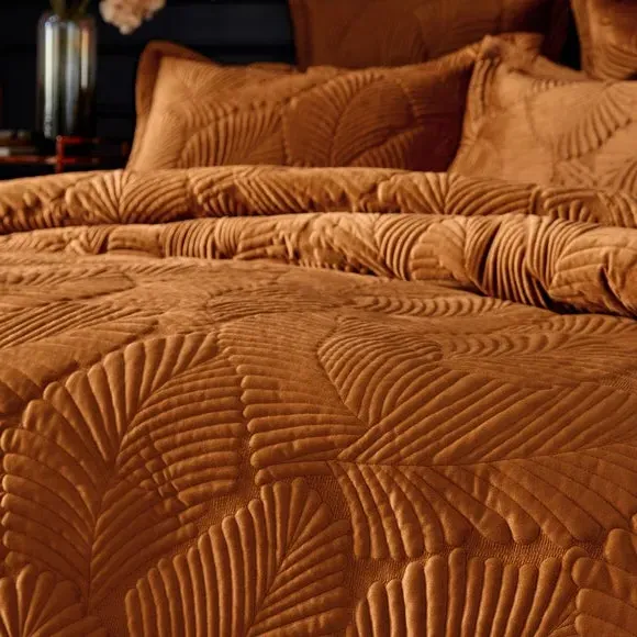 Reversible Duvet Cover Set - Rust, Velvet