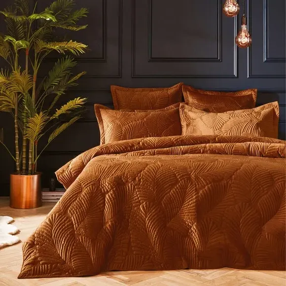 Reversible Duvet Cover Set - Rust, Velvet