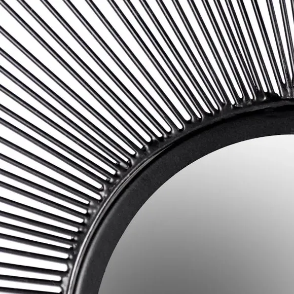 Round Wall Mirror Sunburst Design - Black, Wire