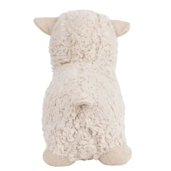 Sheep Doorstop with Fleece Coat - White, Fabric