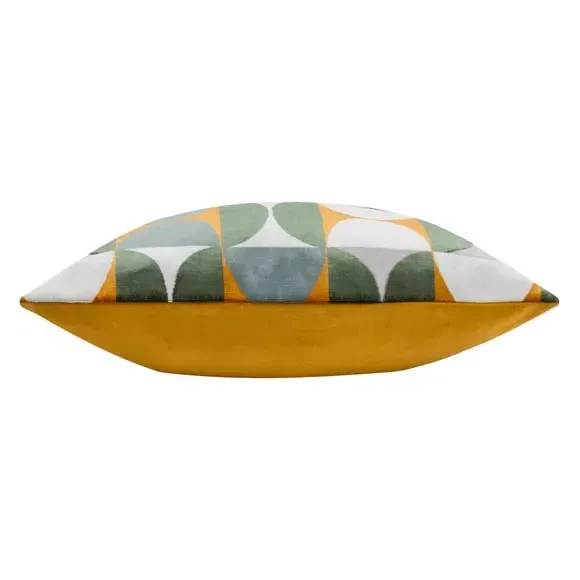 Square Cushion Cut-Velvet Design - Gold, Velvet