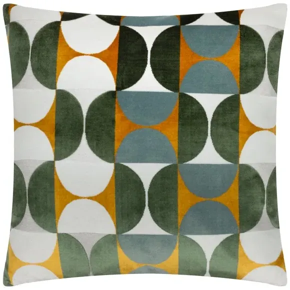 Square Cushion Cut-Velvet Design - Gold, Velvet