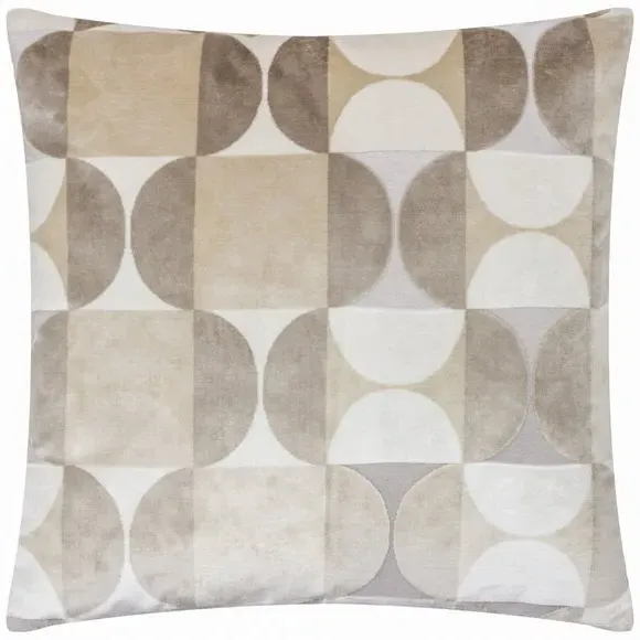 Square Cushion Cut-Velvet Design - Natural, Velvet