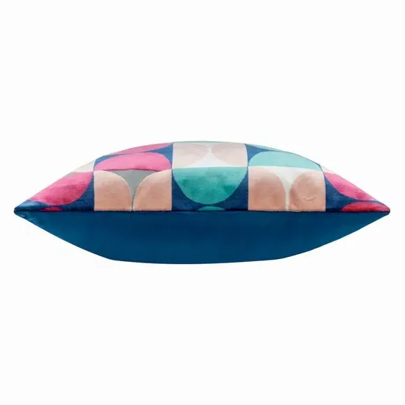 Square Cushion Cut-Velvet Design - Navy, Velvet