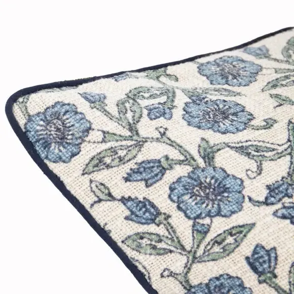 Square Cushion Floral Print - Blue, Cotton