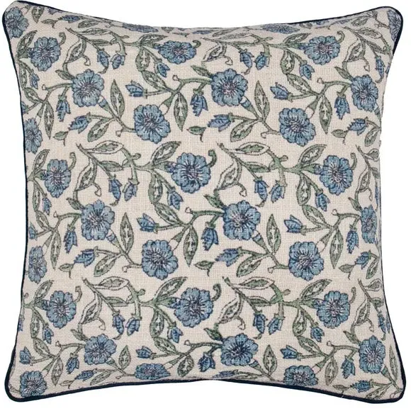Square Cushion Floral Print - Blue, Cotton image